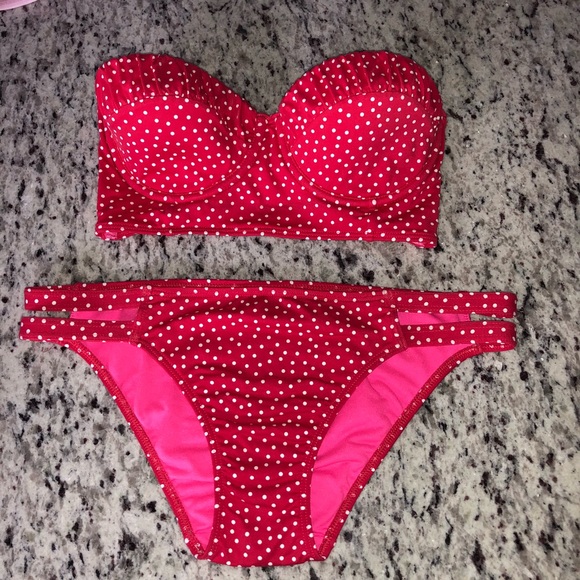 ABERCROMBIE & FITCH RED POLKA DOT BIKINI - Picture 1 of 5